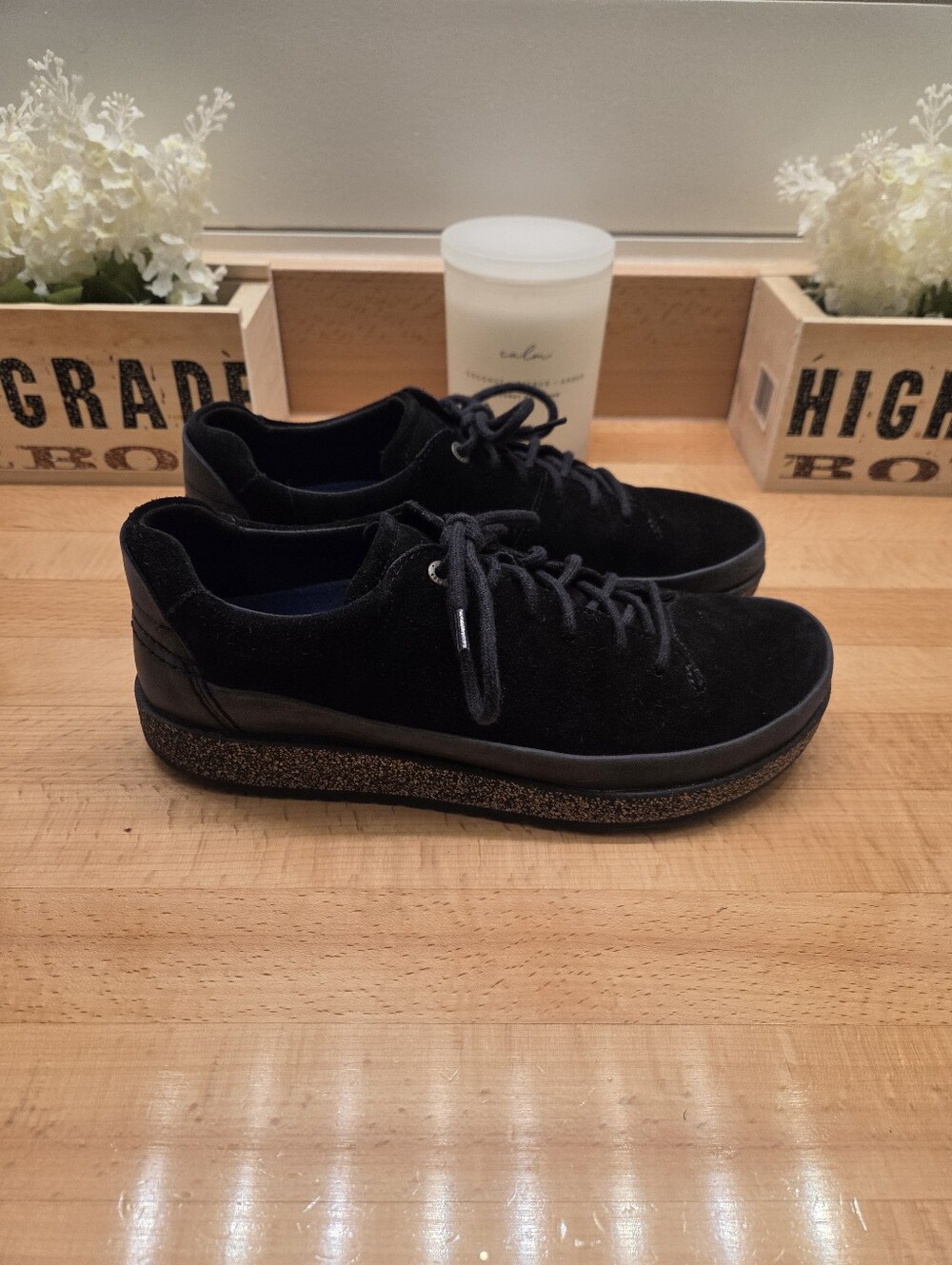 Birkenstock Honnef Low Sneakers Black Suede Women's Size EU 41